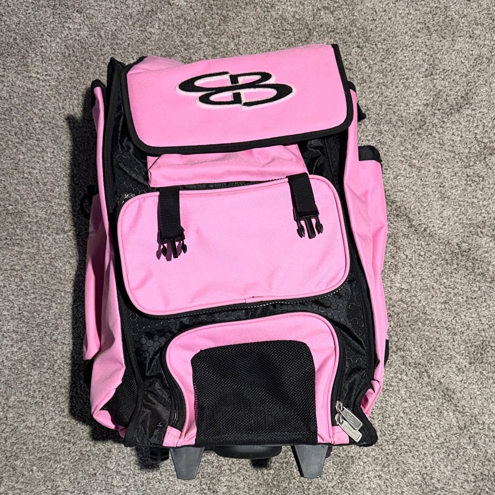 Boombah Superpack Softball bag on wheels Pink and Black- NEW